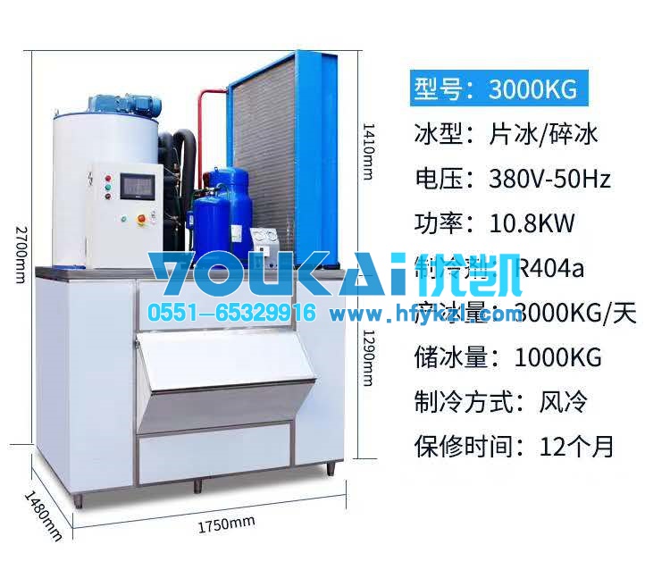 3000KG片冰機(jī)碎冰機(jī)超市生鮮店專用