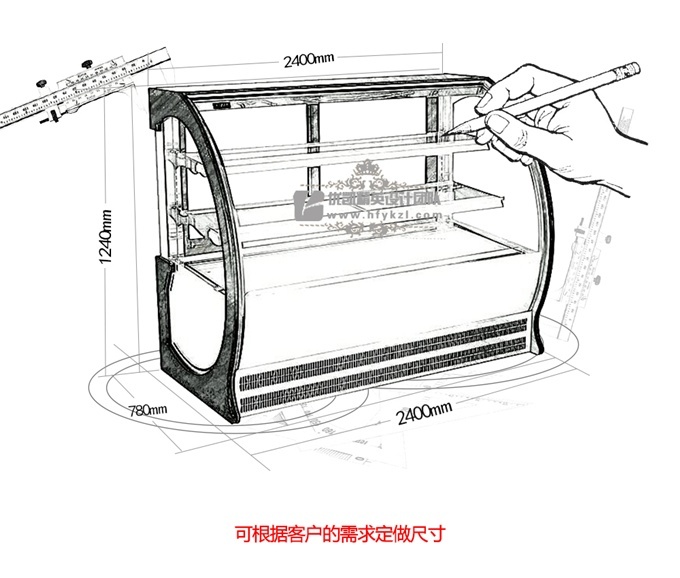 優(yōu)凱-VIP-GA弧形落地式蛋糕保鮮柜